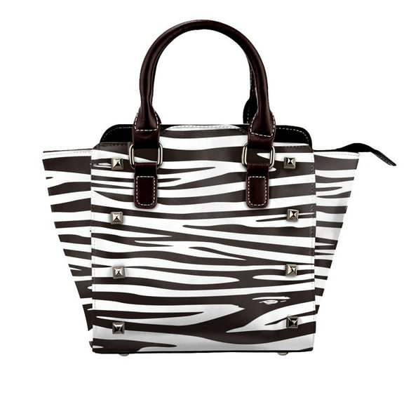 Animal Black And White Zebra Pattern Rivet Fashion One-Shoulder Women's Handbag Tote Bag