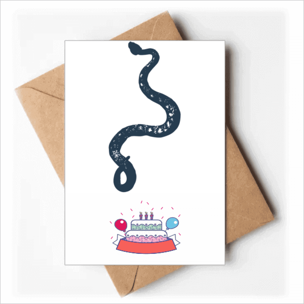 Animal Black Snake Sketch Pattern Happy Birthday Greeting Cards Envelopes Blank