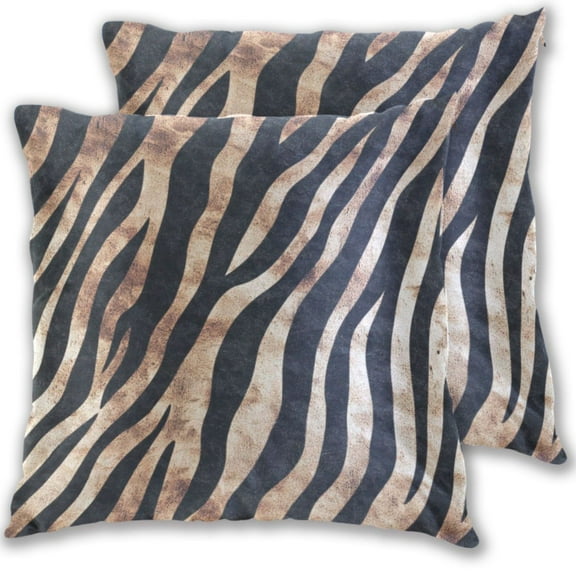 Animal Black Stripes Throw Pillow Covers 16x16 Inch 2 Packs Decorative Square for Living Room Couch Bed Sofa