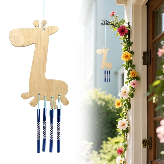 Animal Blank Wooden Wind Chime Kit, DIY Painting Wood Wind Chime, Handmade Hanging Wood Ornament, Unfinished Wooden Hanging Ornaments, Natural Wood Wind Chimes Craft 1Pcs