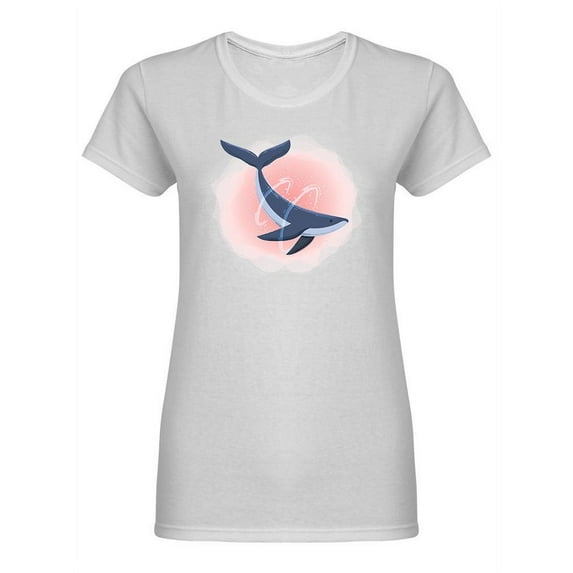 Animal Blue Watercolor Whale Shaped T-Shirt Women -Image by Shutterstock, Female Medium