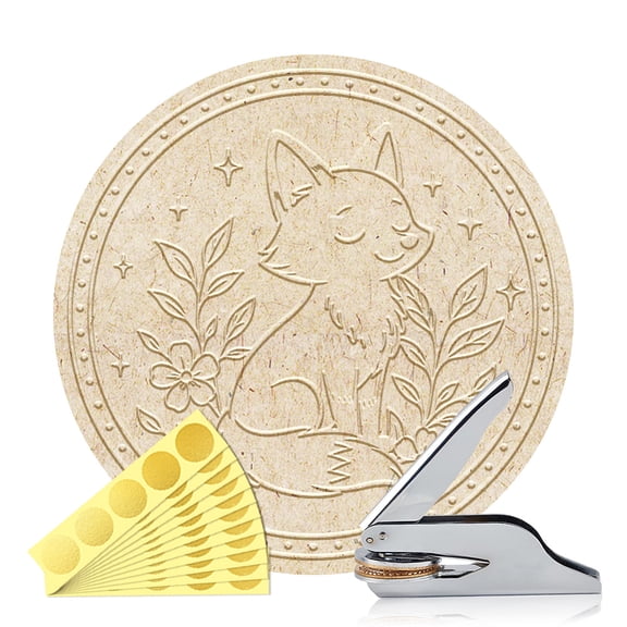 Animal Book Embosser Personalized Fox Pattern Book Stamp Durable Library Stamp with Handle Set DIY