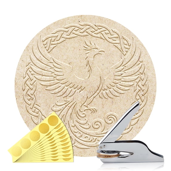 Animal Book Embosser Personalized Phoenix Pattern Book Stamp Durable Library Stamp with Handle Set DIY