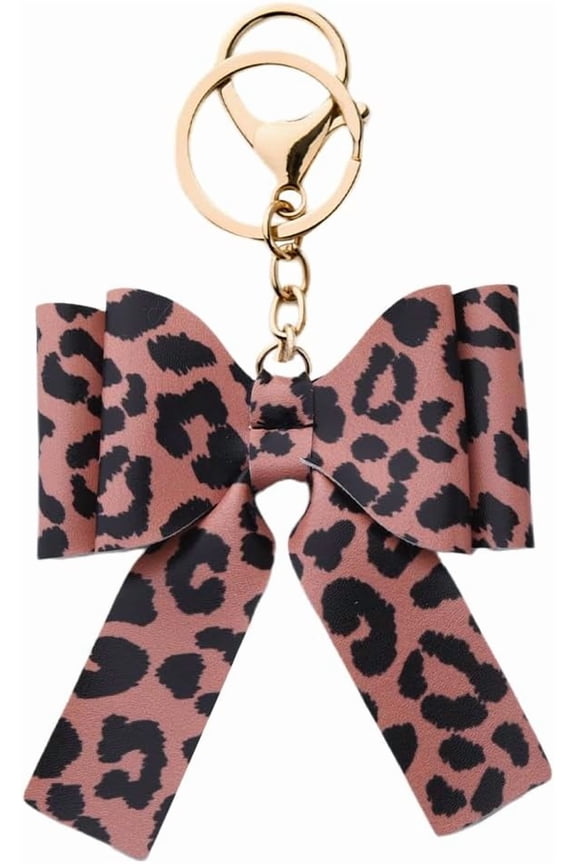 Animal Bow Keychain for Purse Bag Charms Leopard Cow Print Keychain for Women Girls Animal Lover Gift Ideas