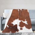 Animal Brown Cowhide Print Cow Soft Throw Blanket Warm Flannel Fleece