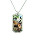 thumbnail image 1 of Animal Buddies Selfie Panda Polar Bear Sloth Lemur Toucan Military Dog Tag Pendant Necklace with Chain, 1 of 5