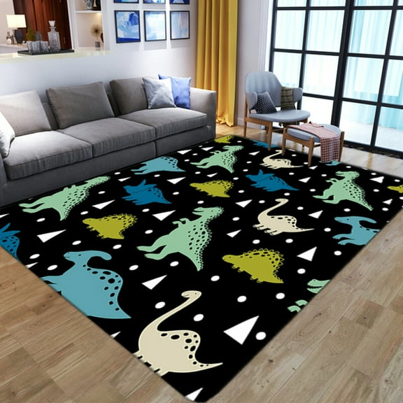 Animal Cartoon Dinosaur Area Rug Cute Dinosaur Non Slip Rugs For Living Dinning Playing Room Bedroom Office Modern Home Carpet 5' x 7'