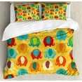thumbnail image 1 of Animal Cartoon Duvet Cover Set, Curvy Savannah Animals Colorful Mandala East Inspired Folkloric Ornaments, Decorative 3 Piece Bedding Set with 2 Pillow Shams, Queen Size, Multicolor, by Ambesonne, 1 of 3
