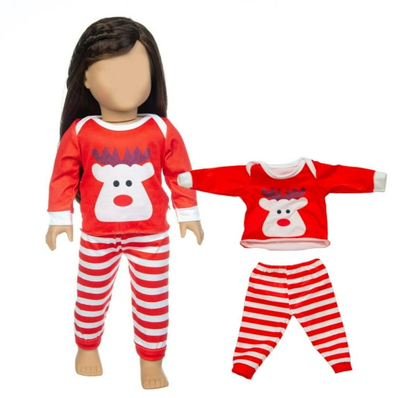 Animal Cartoon Short Sleeve Pajamas for 18 Inch Dolls, 43cm Doll Clothes – Soft Breathable Cloth Outfit, Christmas Gift for Doll Collectors, Photography & Diorama Prop