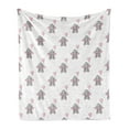 thumbnail image 1 of Animal Cartoon Soft Flannel Fleece Throw Blanket, s Holding Heart Shaped Pink Balloons Girlish Design, Cozy Plush for Indoor and Outdoor Use, 50" x 60", Grey Pale Pink White, by Ambesonne, 1 of 5
