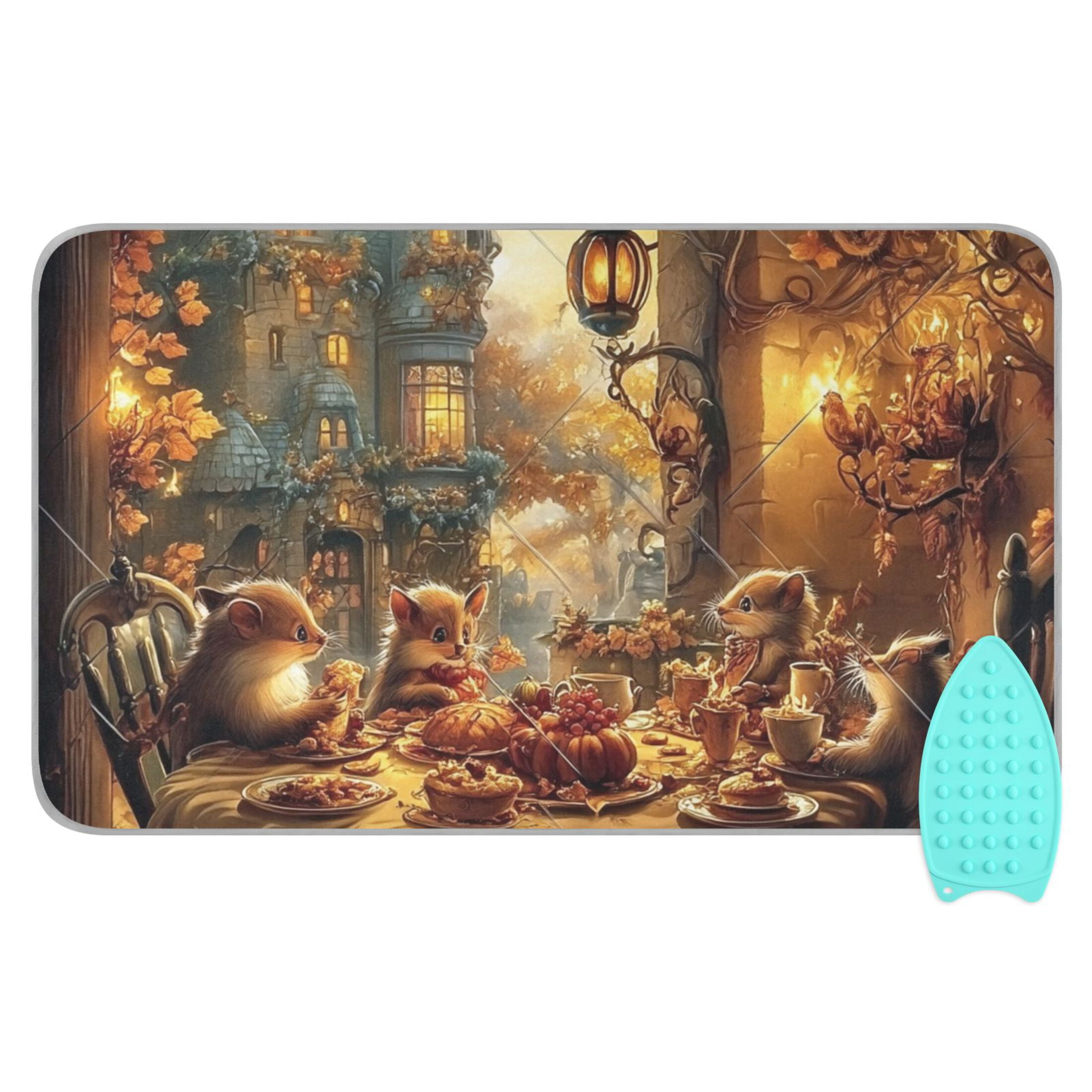 Animal Castle Dinner Ironing Mat Blanket for Table Top Travel Portable Ironing Board Pad 47.2x27.6 Inch