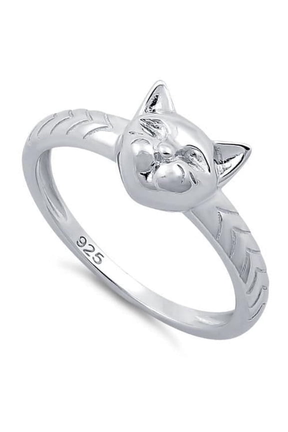Animal Cat Kitten Ring 925 Sterling Silver Halloween Unisex Jewelry Gift