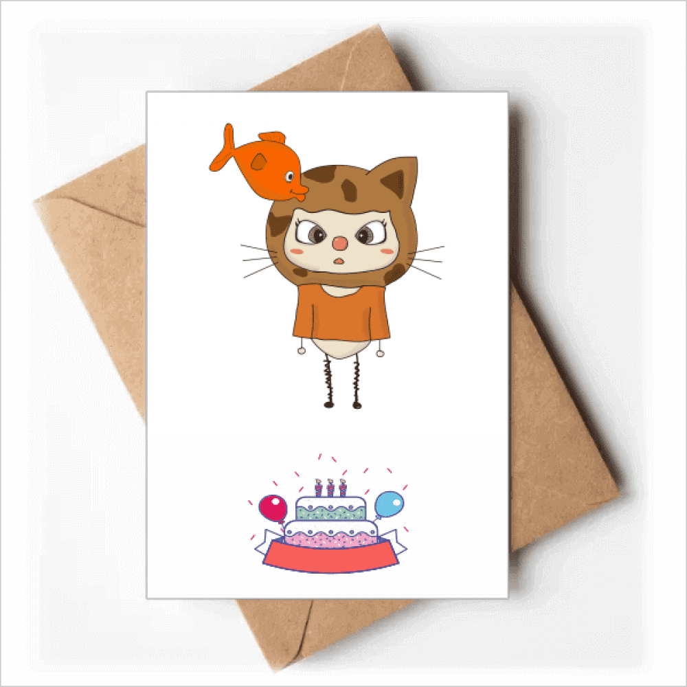 Animal Cat Nature Fish Naughty UU Happy Birthday Greeting Cards Envelopes Blank