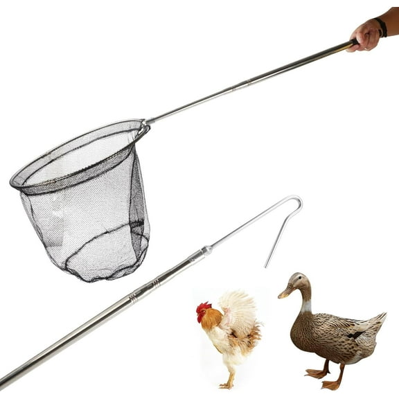 Animal Catch Net Pole Trap Tool Chicken Catcher Leg Hook Catching Kit Animal Control Capture Pole Cat Bird Poultry and Small Animals Trapping Net