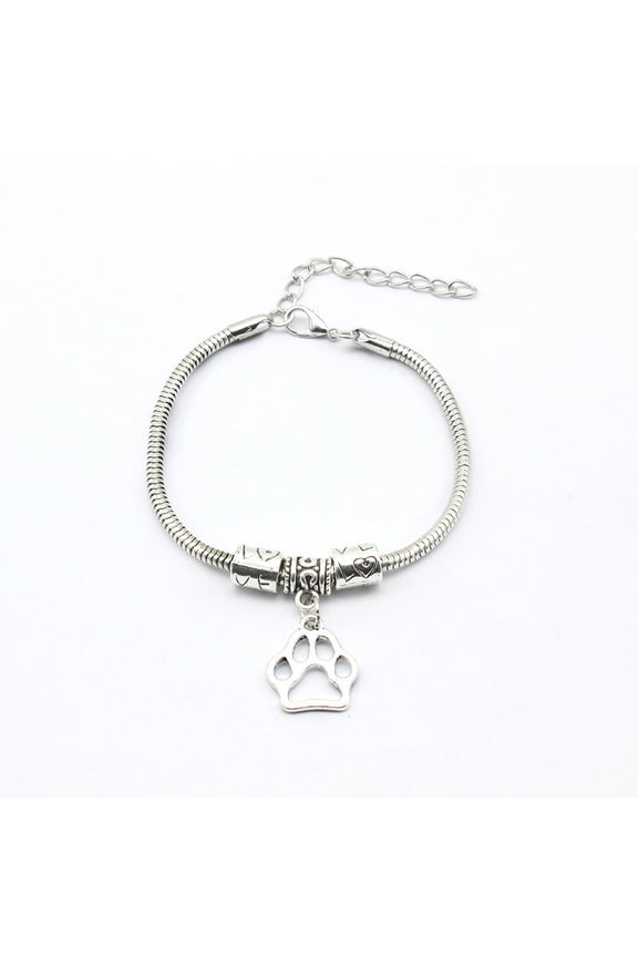 Dog Paw Charm Bracelet Animal Lovers Alloy Chain Bracelet Stylish Pendant For Her Pet Jewelry Everyday Wear Gift Anti