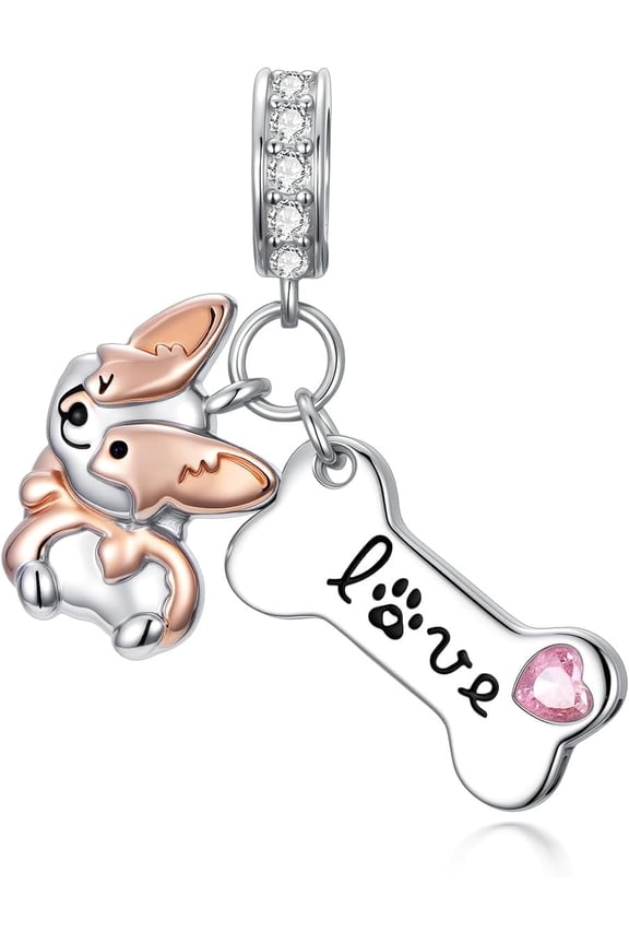 Animal Charm for Bracelet 925 Sterling Silver  Butterfly Cow Dog Paw Corgi Yorkie Dachshund French Bulldog Charm for Women Jewelry Gifts