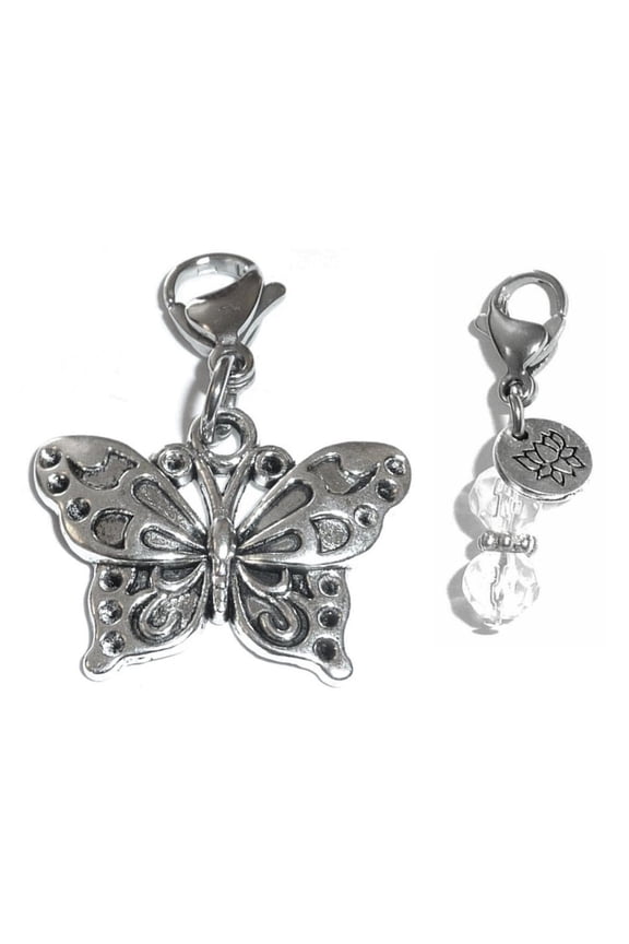 Animal Charms Clip On To Anything Perfect For Charm Bracelets And Necklaces, Bag Or Purse Charms, Backpacks, Zipper Pulls - Butterfly Charm