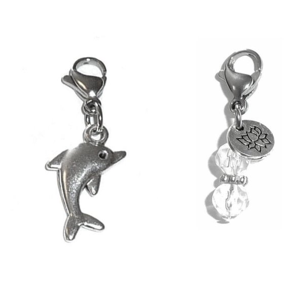 Animal Charms Clip On To Anything – Perfect For Charm Bracelets And Necklaces, Bag Or Purse Charms, Backpacks, Zipper Pulls - Dolphin Charm