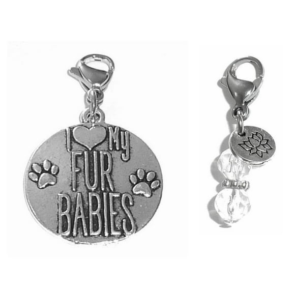 Animal Charms Clip On To Anything – Perfect For Charm Bracelets And Necklaces, Bag Or Purse Charms, Backpacks, Zipper Pulls - I Love My Fur Babies Charm