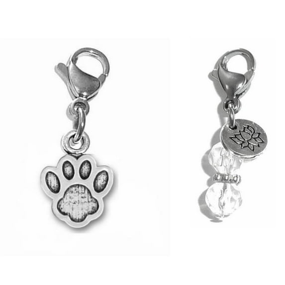 Animal Charms Clip On To Anything – Perfect For Charm Bracelets And Necklaces, Bag Or Purse Charms, Backpacks, Zipper Pulls - Paw Print Charm