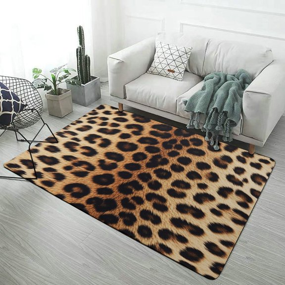 Animal Cheetah Print Carpet Soft Comfy Rug for Home Living Room Bedroom Area Rug Non-slip Doormat Decor