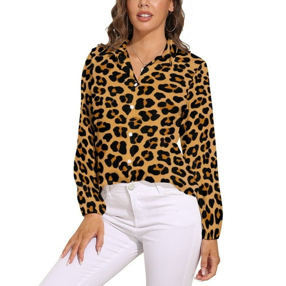 Animal Chic Blouse Leopard Print Funny Graphic Blouses Womens Street Fashion Shirts Spring Long Sleeve Oversized Clothes