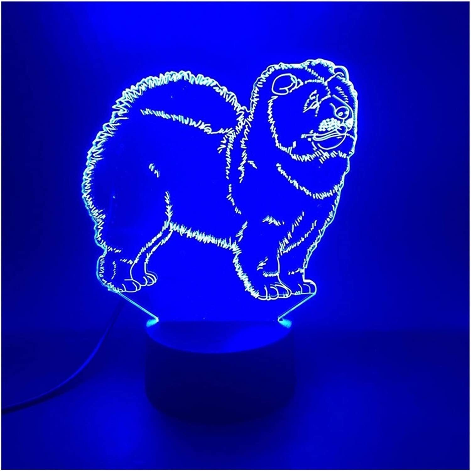 Animal Chow Dog 3d Lamp, bedroom, children Colorful with Remote The