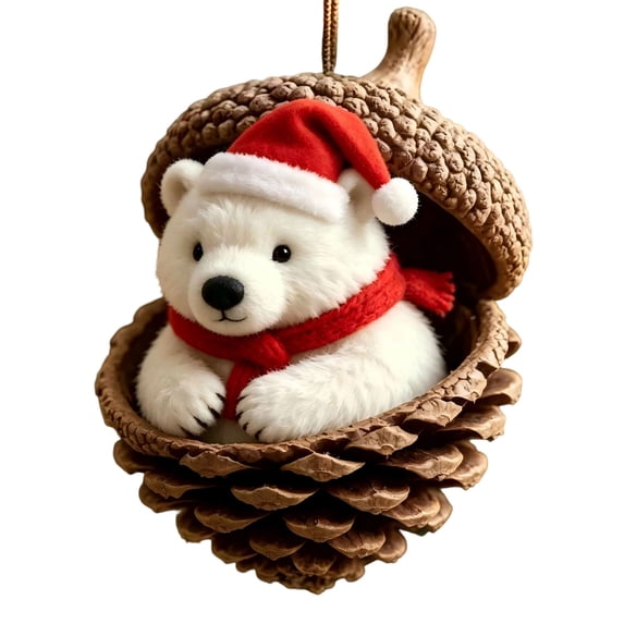 Animal Christmas Hanging Ornament 2D Acrylic Pinecone Shell Ornament Gift for Xmas Tree Decor 3.15 in