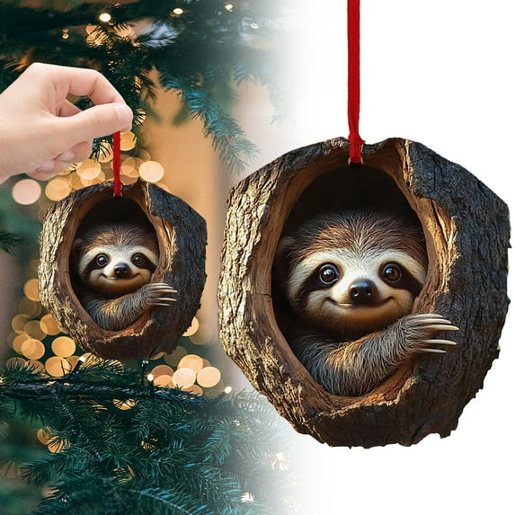 Animal Christmas Ornament, 2025 Woodland Animal Christmas Ornaments, Forest Animal Decor, Visually 3D Acrylic Christmas Hanging Ornaments for Christmas Tree, Lively Christmas with Animals(H)