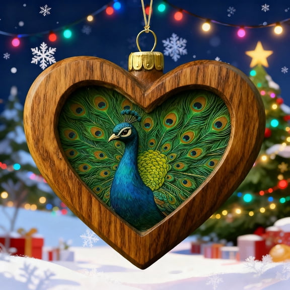 Animal Christmas Ornament, Heart-Shape 2D Acrylic Forest Animal Christmas Ornaments, Acrylic Hanging Woodland Pendant for Xmas Tree Decorations, Hanging Ornament Home Party Decor