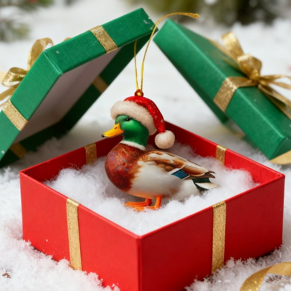 Animal Christmas Ornaments with Acrylic Hanging Xmas Tree Decorations Party Decors Supplies Window Door Wreaths Decoration Yellow Bird 3.1 In