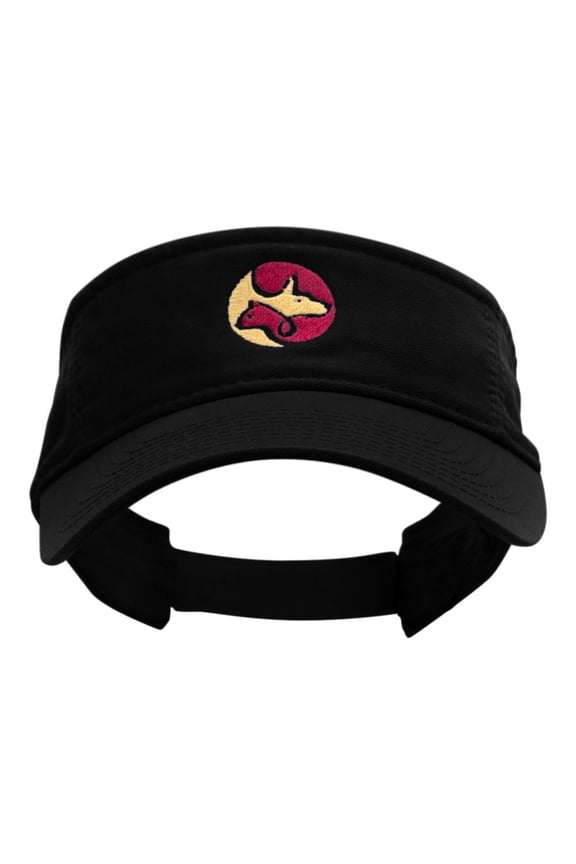 Animal Circular Logo Embroidered Cotton Twill Washed Visor - Black OSFM