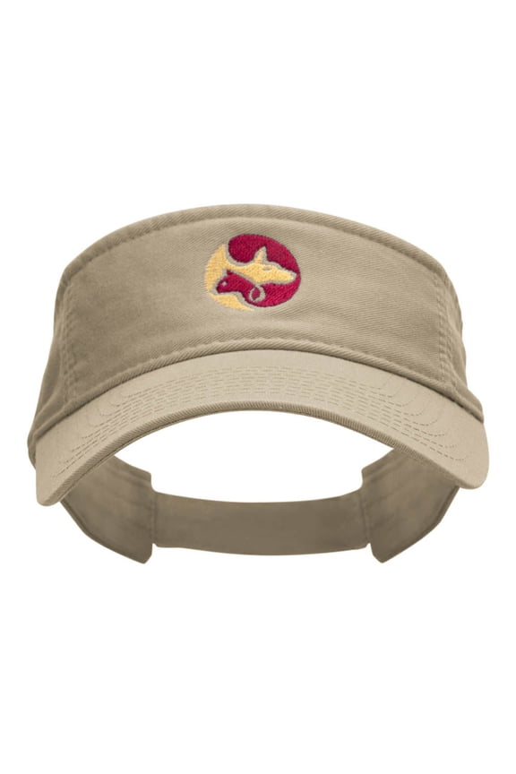 Animal Circular Logo Embroidered Cotton Twill Washed Visor - Khaki OSFM