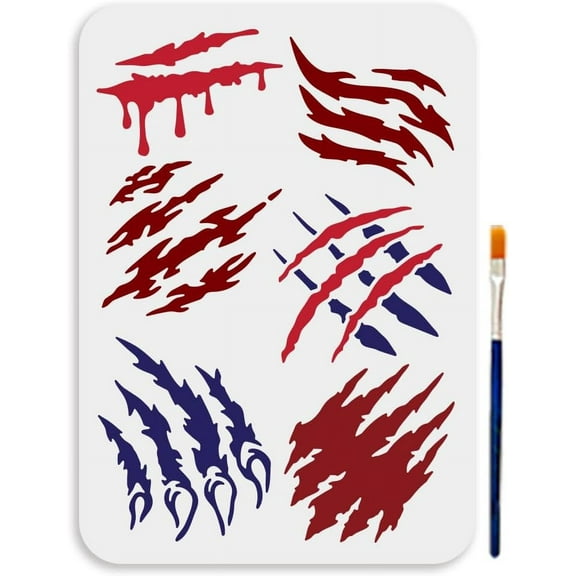 Animal Claw Marks Stencil Template A4 Size 11.7x8.3 inch Reusable Paint Template with Brush for DIY Crafts