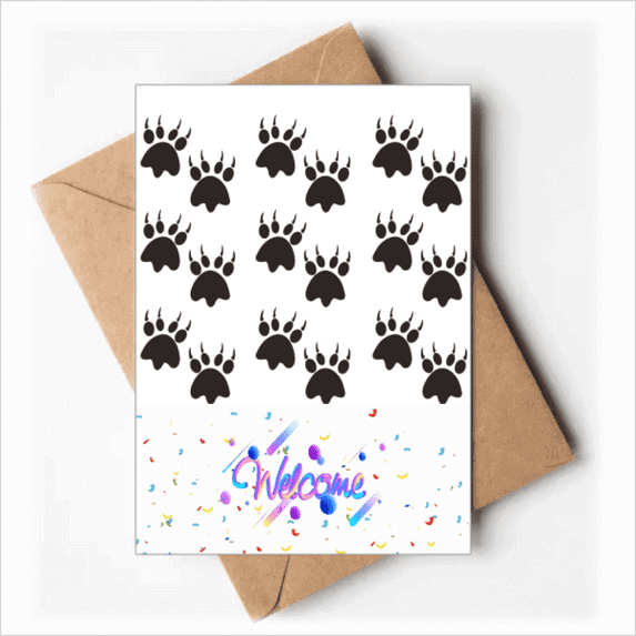 Animal Claw Outline Simple Step Print Welcome Back Greeting Cards Envelopes Blank