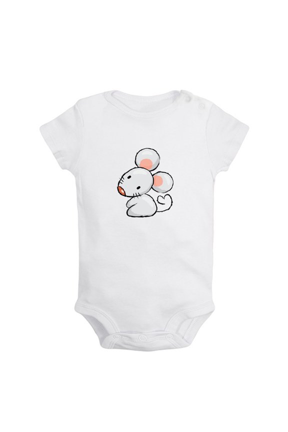 Animal Clever Mouse Pattern Rompers For Babies, Newborn Baby Unisex Bodysuits, Infant Jumpsuits, Toddler 0-24 Months Kids One-Piece Oufits