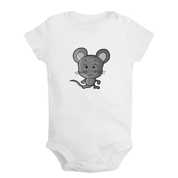 Animal Clever Mouse Pattern Rompers For Babies, Newborn Baby Unisex Bodysuits, Infant Jumpsuits, Toddler 0-24 Months Kids One-Piece Oufits