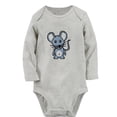 thumbnail image 1 of Animal Clever Mouse Pattern Rompers, Newborn Baby Unisex Bodysuits, Infant Jumpsuits, Toddler 0-12 Months Kids Long Sleeves Oufits (Gray, 6-12 Months), 1 of 4