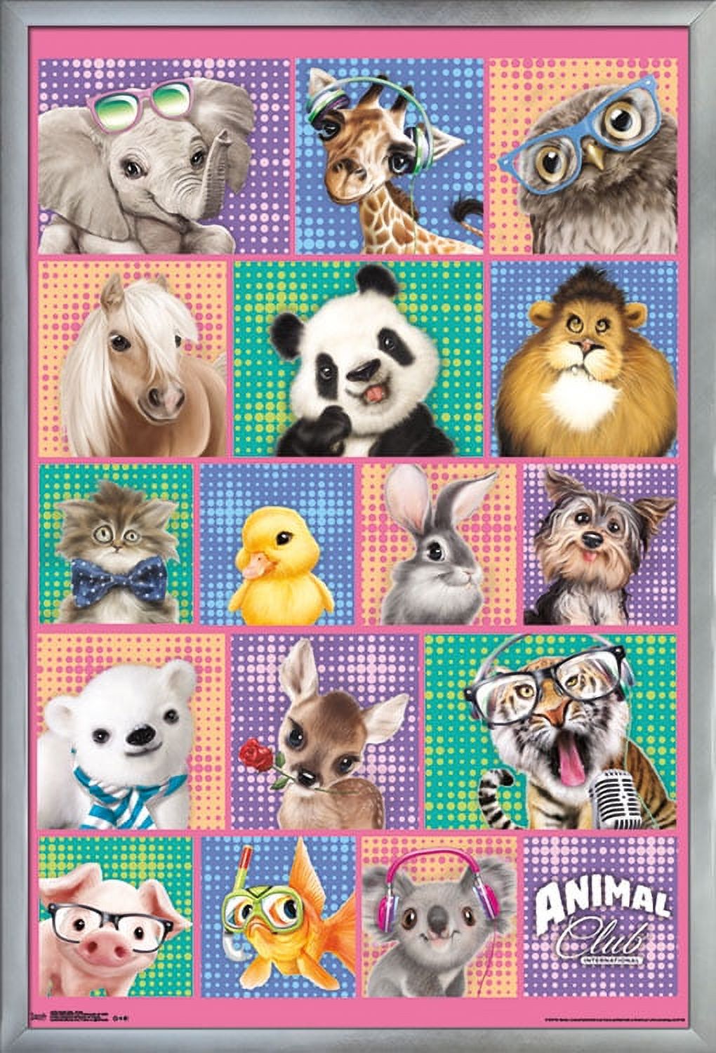 Animal Club - Group Wall Poster, 22.375" x 34", Framed