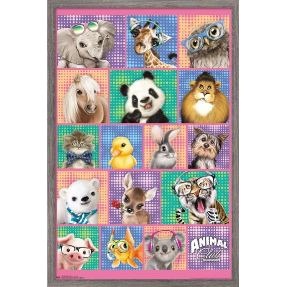 Animal Club - Group Wall Poster, 22.375" x 34", Framed