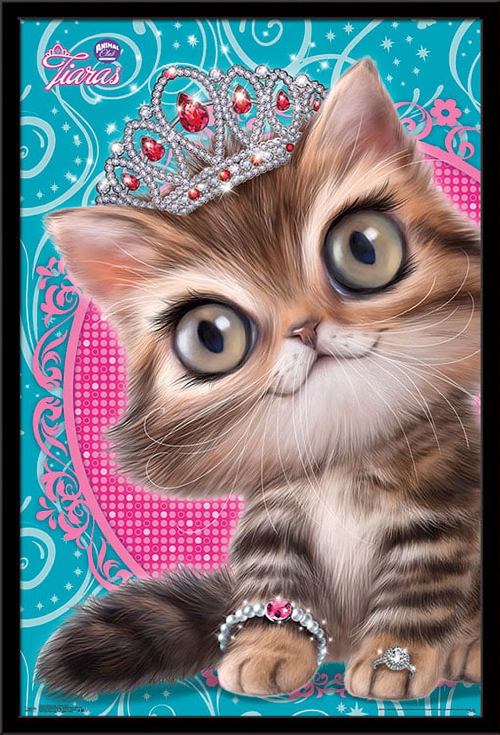 Animal Club - Kitten in a Tiara Wall Poster, 22.375" x 34", Framed