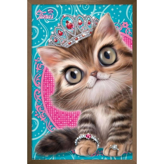 Animal Club - Kitten in a Tiara Wall Poster, 22.375" x 34", Framed