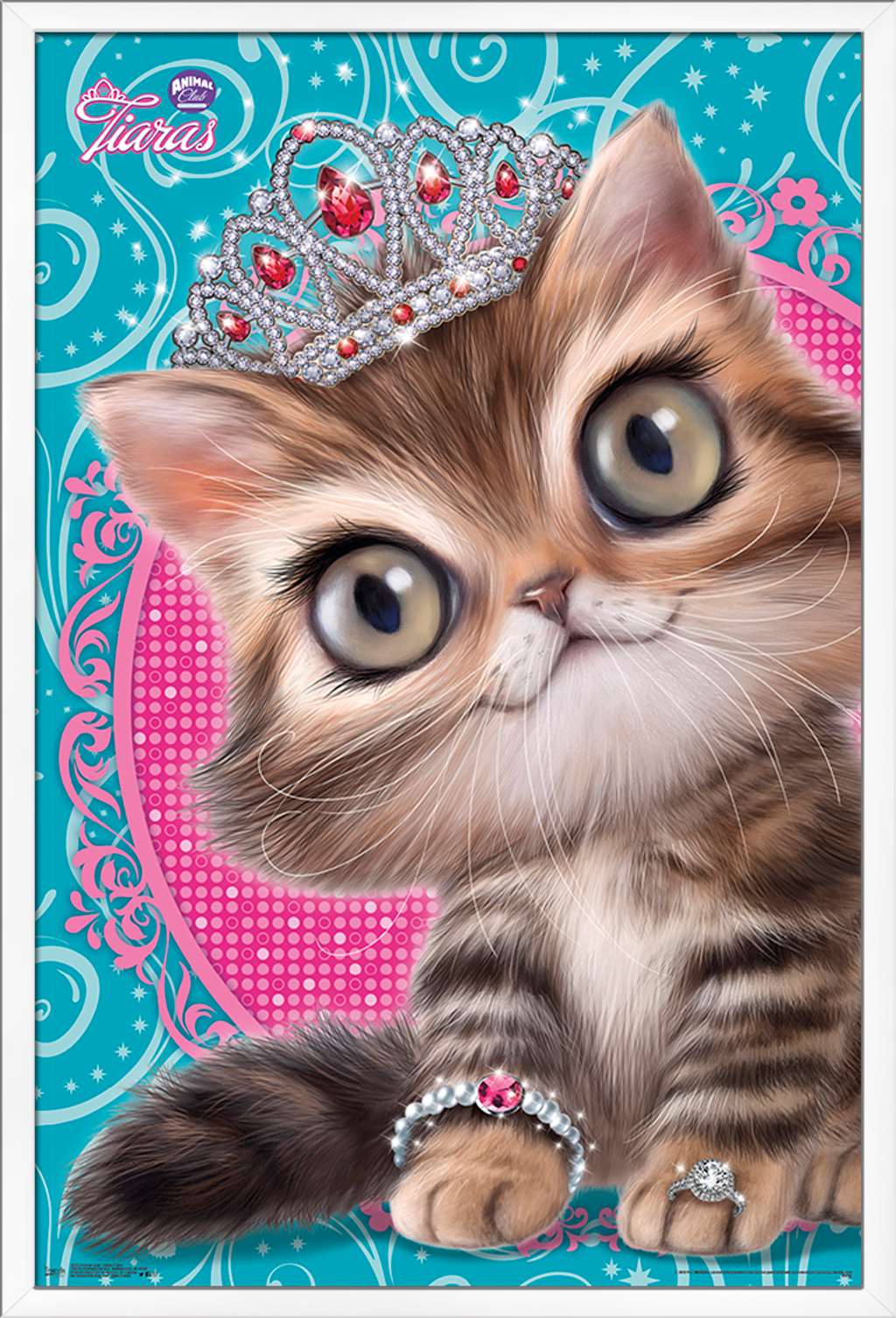 Animal Club - Kitten in a Tiara Wall Poster, 22.375" x 34", Framed