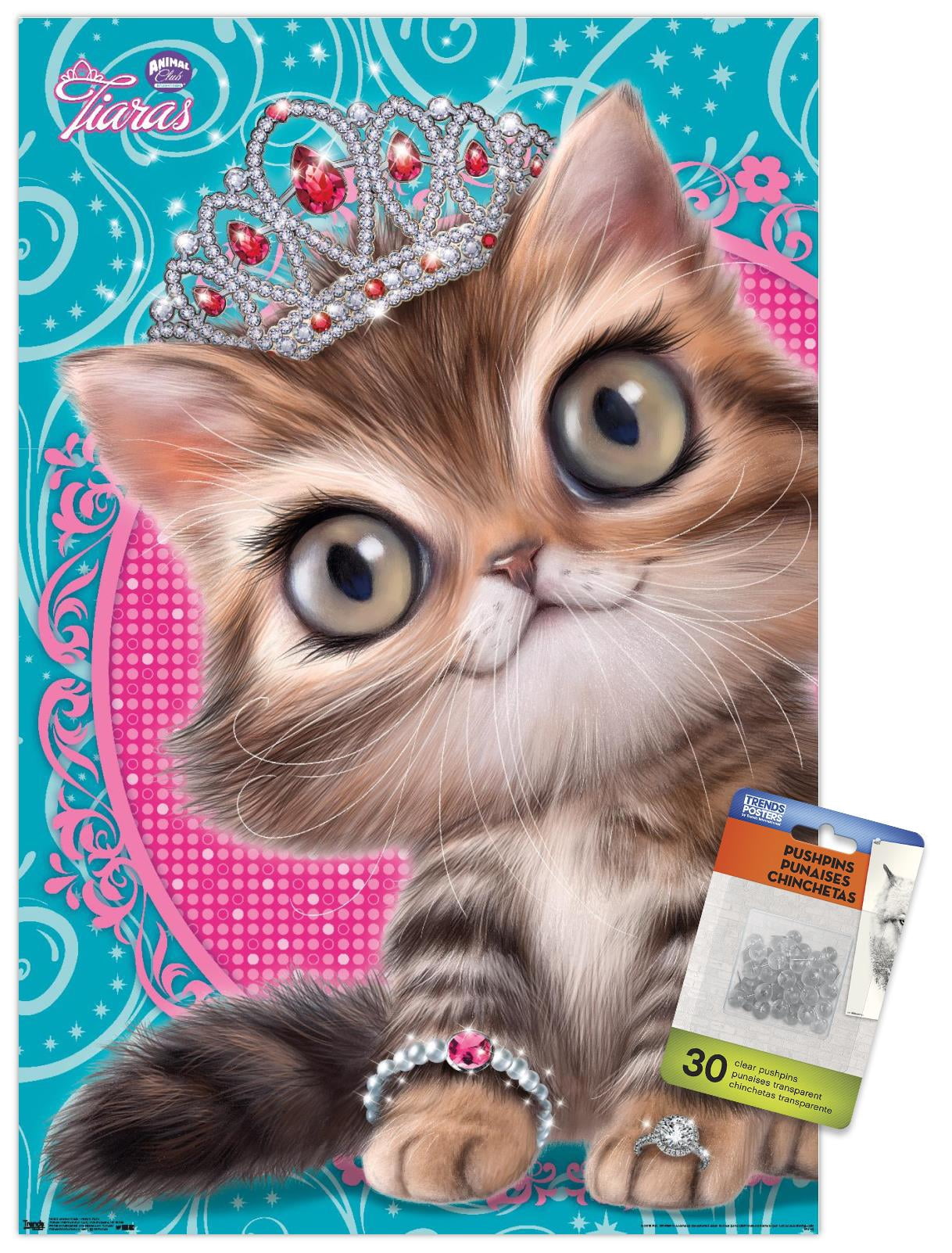 Animal Club - Kitten in a Tiara Wall Poster with Push Pins, 14.725" x 22.375"