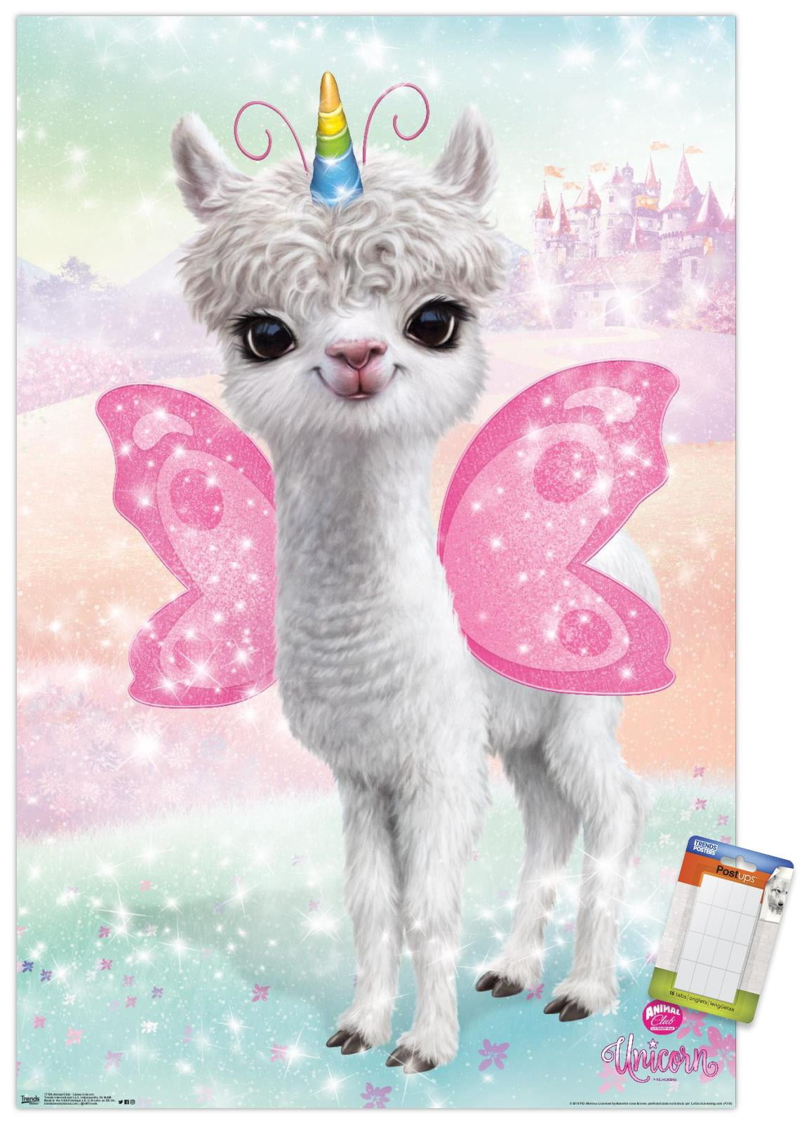 Animal Club - Lama Unicorn Wall Poster, 14.725" x 22.375"