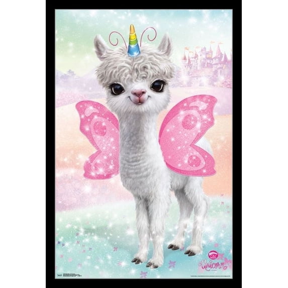 Animal Club - Llama Unicorn Laminated & Framed Poster Print (22 x 34)