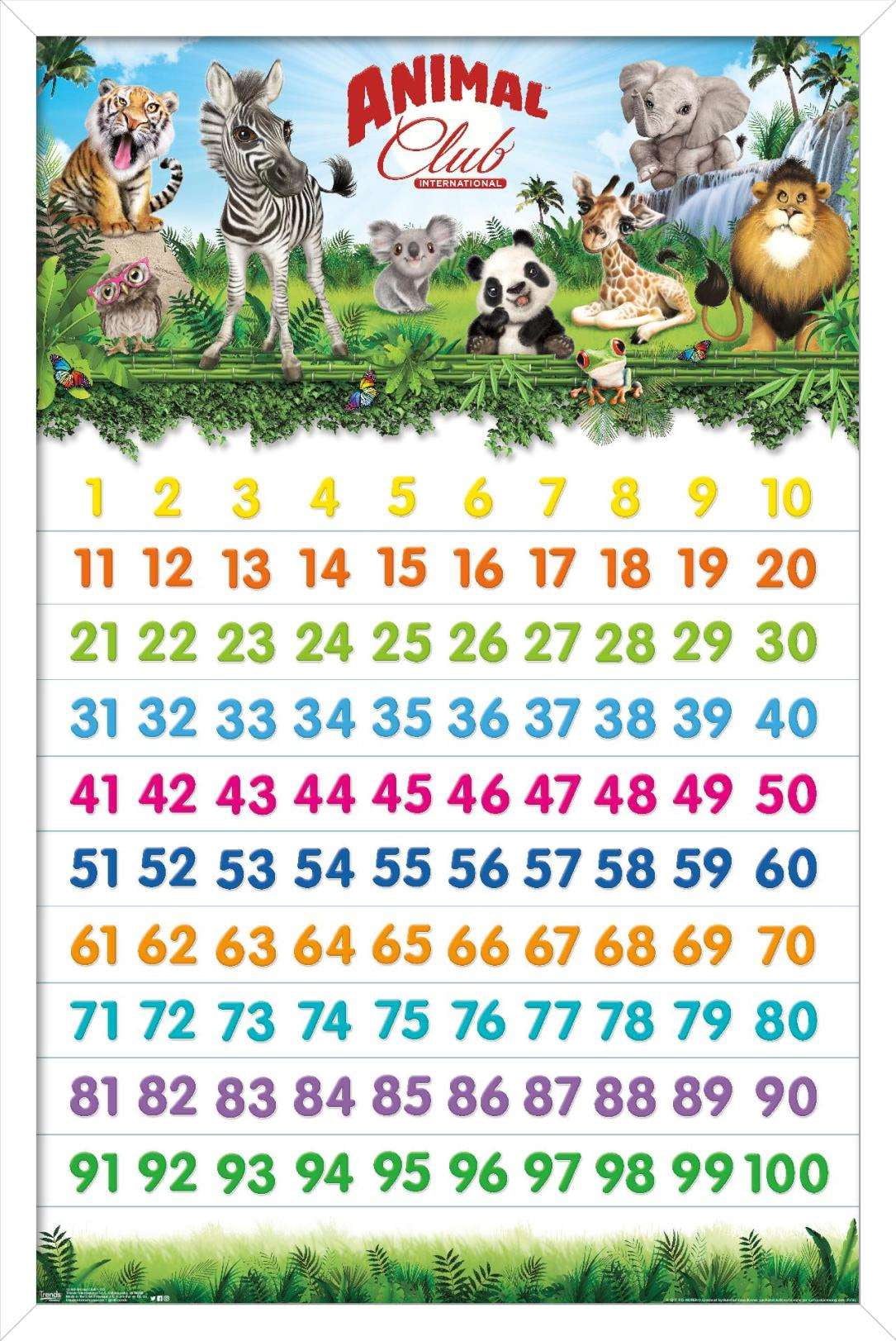 Animal Club - Numbers 123 Wall Poster, 14.725" x 22.375", Framed