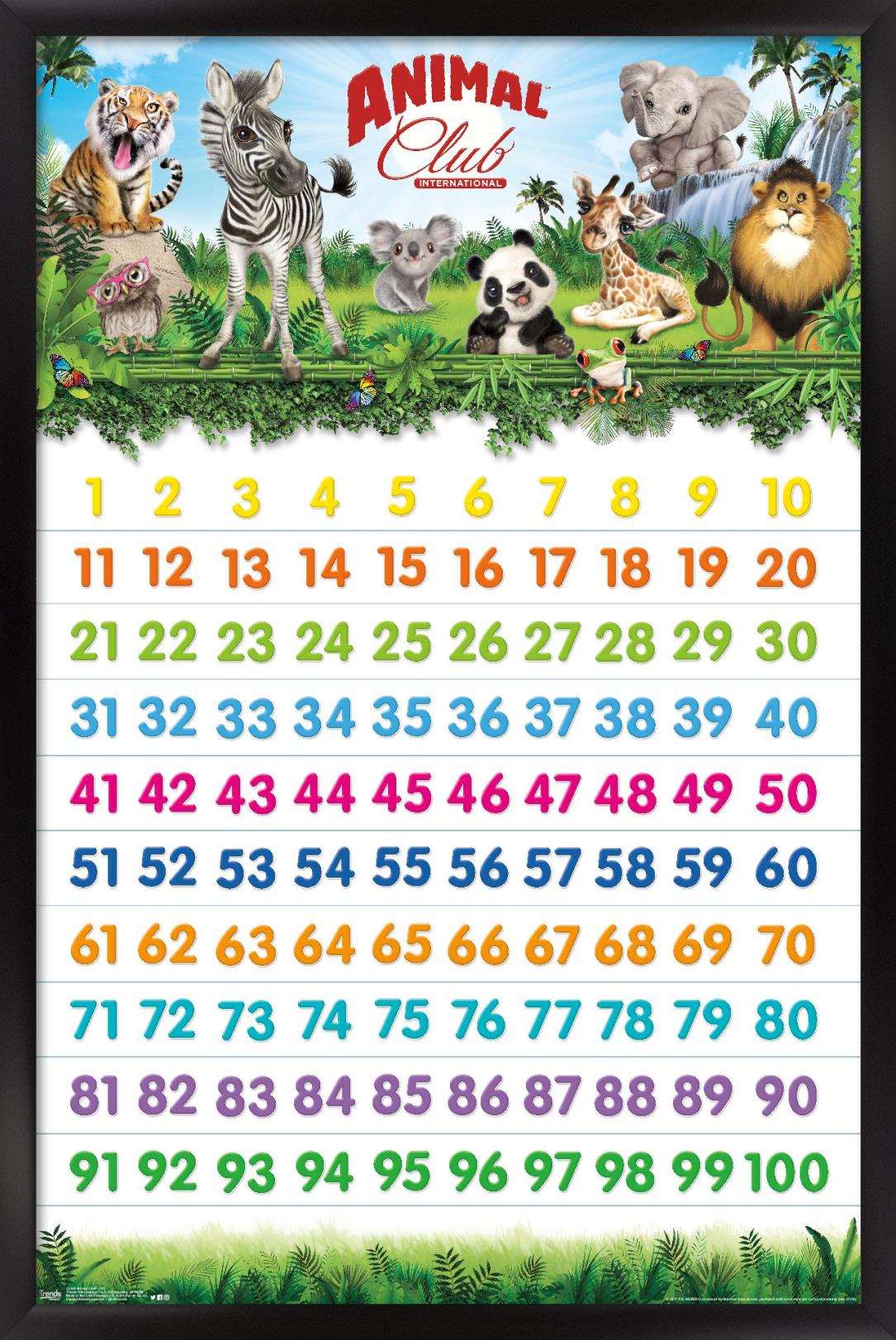 Animal Club - Numbers 123 Wall Poster, 14.725" x 22.375", Framed
