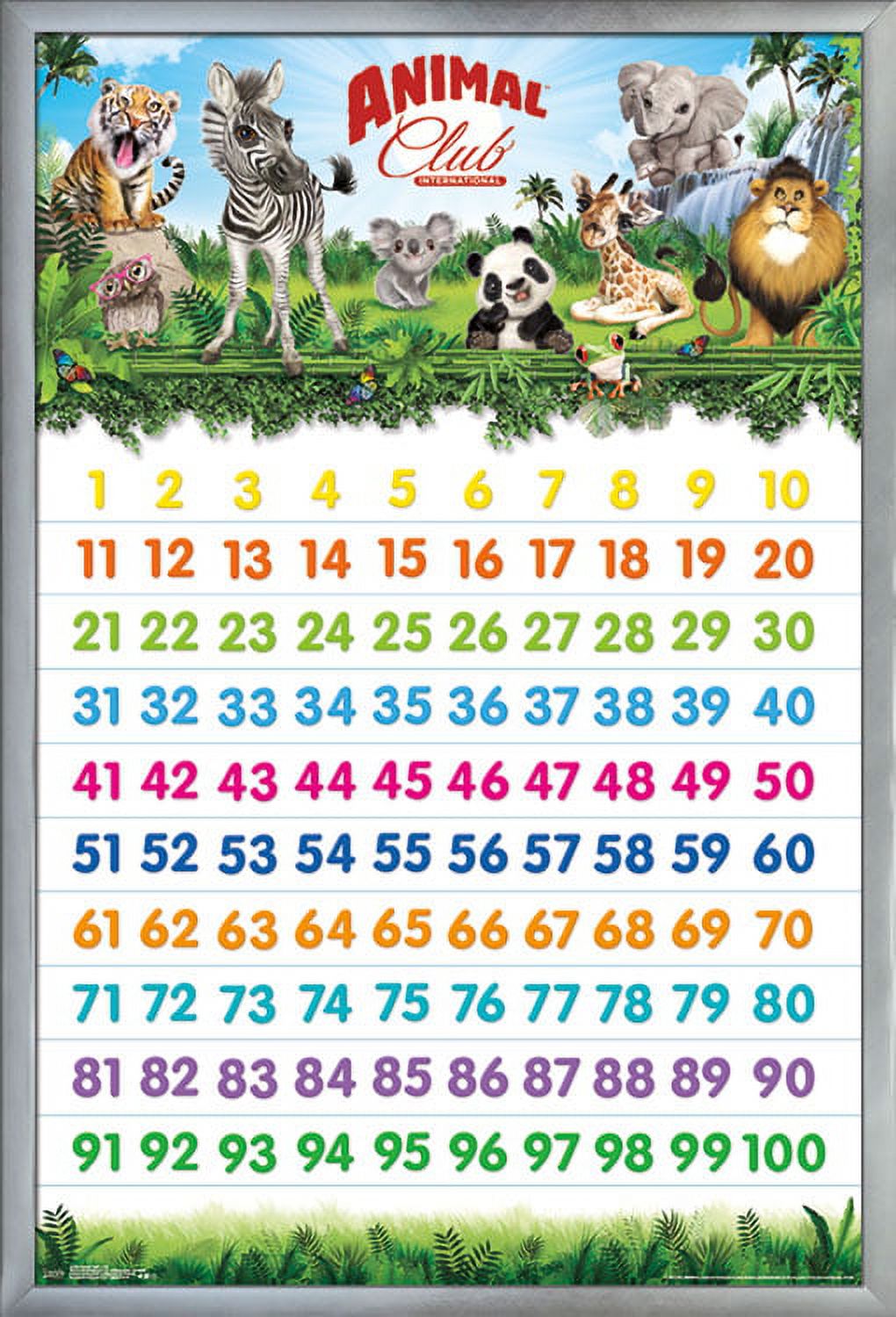 Animal Club - Numbers 123 Wall Poster, 22.375" x 34", Framed