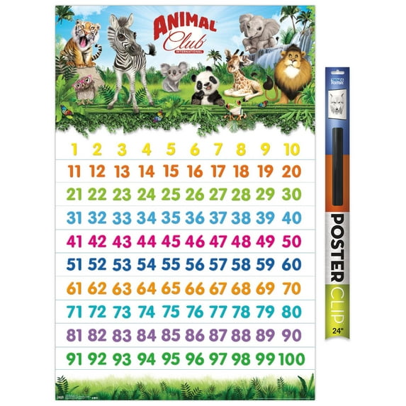 Animal Club - Numbers 123 Wall Poster, 22.375" x 34"